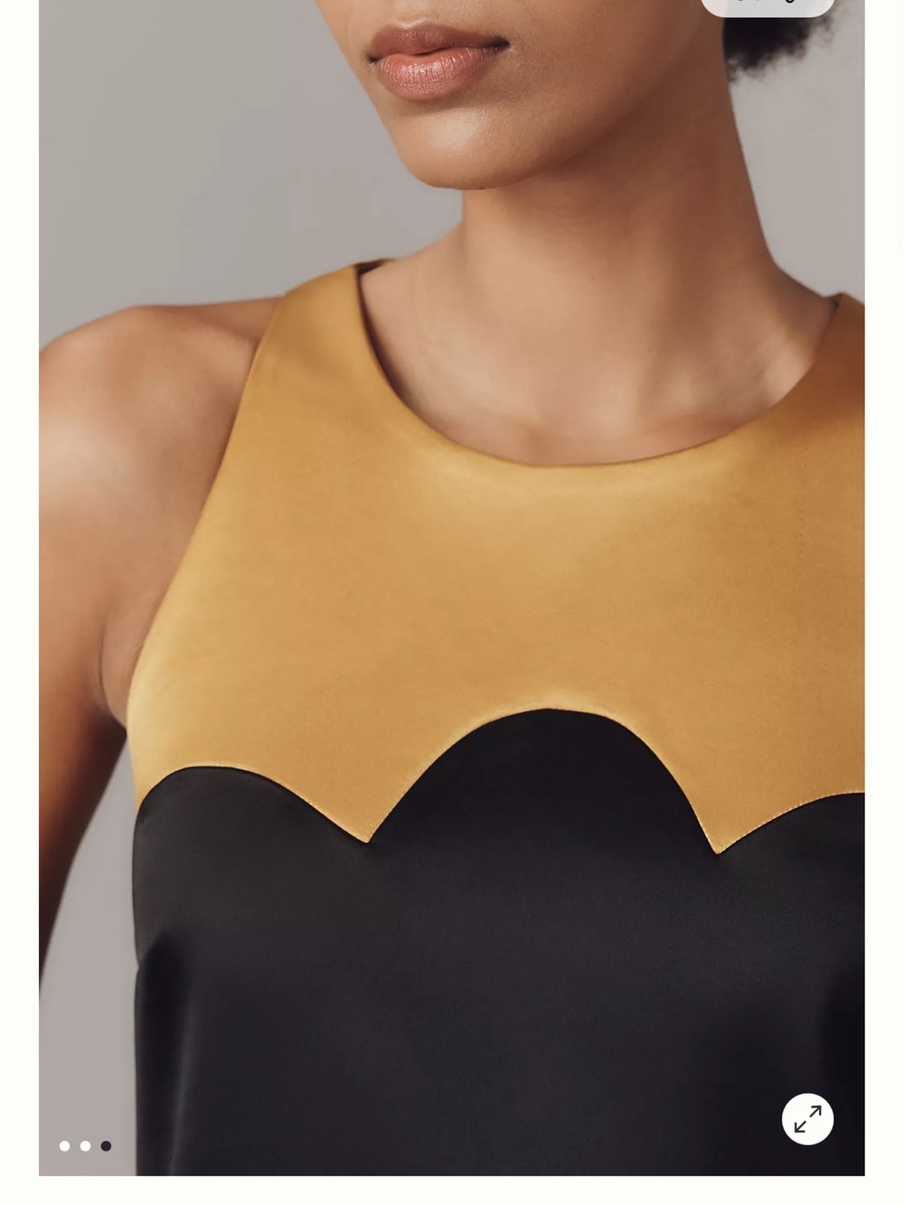 Maeve Black, Gold & White Scallop Mini Flare Dress - NWT - Size S - Picture 3 of 4